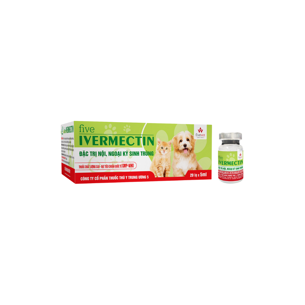 Five Ivermectin - Thuốc Hỗ Trợ Trị Nội, Ngoại Ký Sinh Trùng Cho Thú Cưng - Fivevet