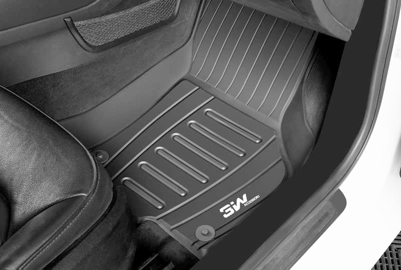 Thảm lót sàn xe ô tô dành cho Audi A3 2013- đến nay Nhãn hiệu Macsim 3W chất liệu nhựa TPE đúc khuôn cao cấp - màu đen