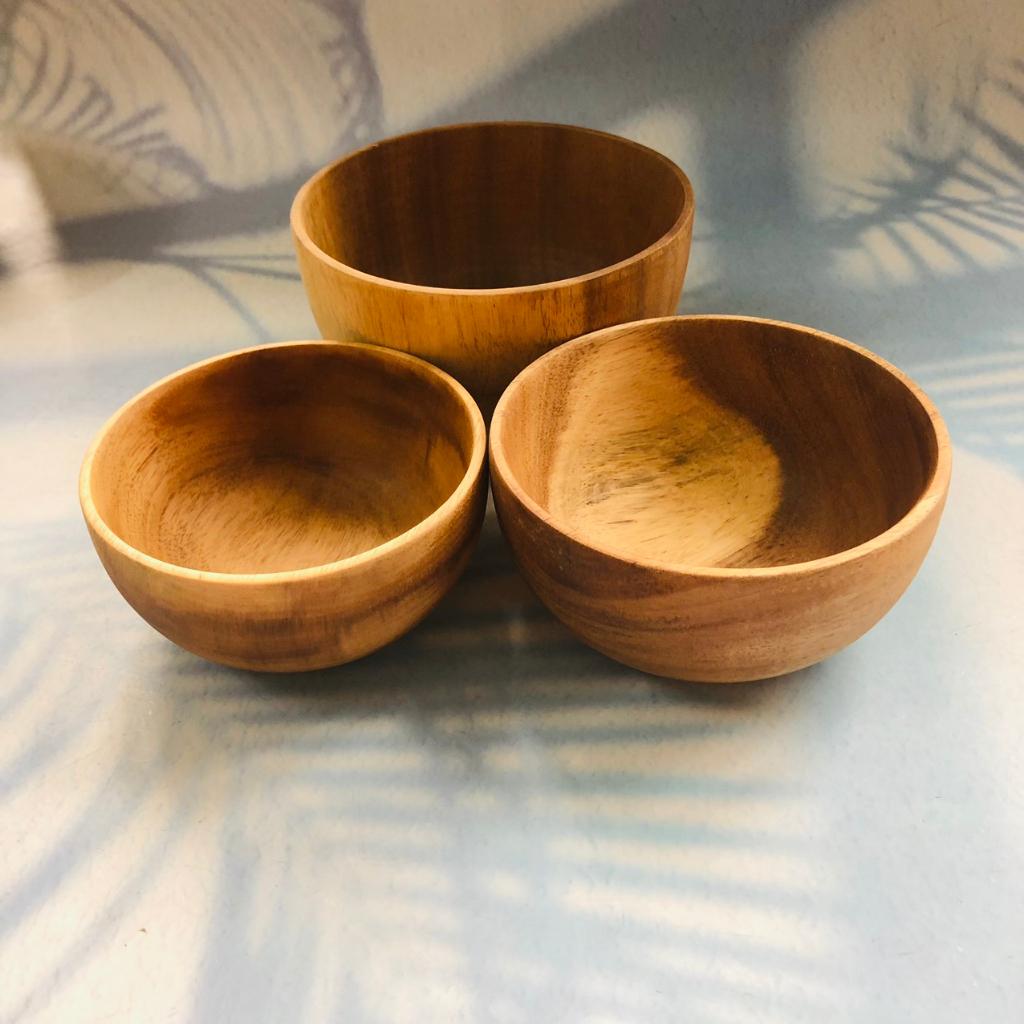 Bát/Tô/Chén Gỗ Keo Tự Nhiên 12x7/11x5/10x5 cm, Bát Ăn Cơm, Soup, Chè, An Toàn Cho Sức Khỏe, Chụp Ảnh Decor
