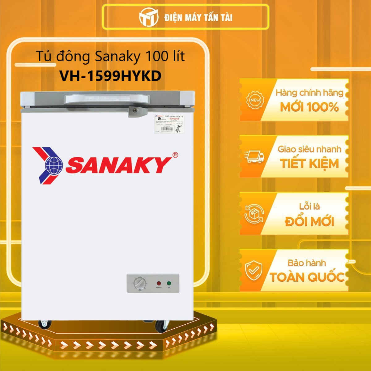 TỦ ĐÔNG MINI SANAKY 100 LÍT VH-1599HYKD ĐỒNG (R600A) (KÍNH CƯỜNG LỰC) - HÀNG CHÍNH HÃNG