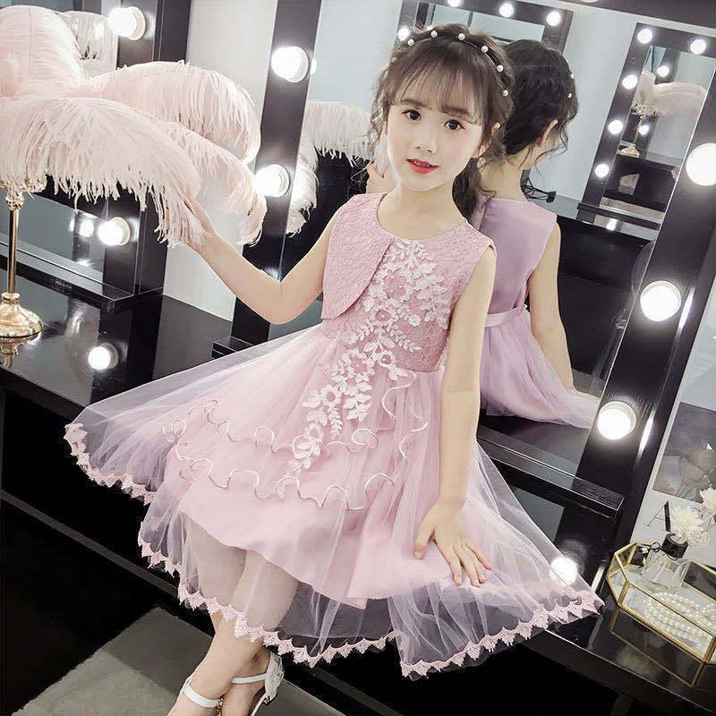 DONGSHOP Váy mùa hè cho bé gái 2023 Váy công chúa siêu xinh xắn Váy lụa phương Tây Váy trẻ em