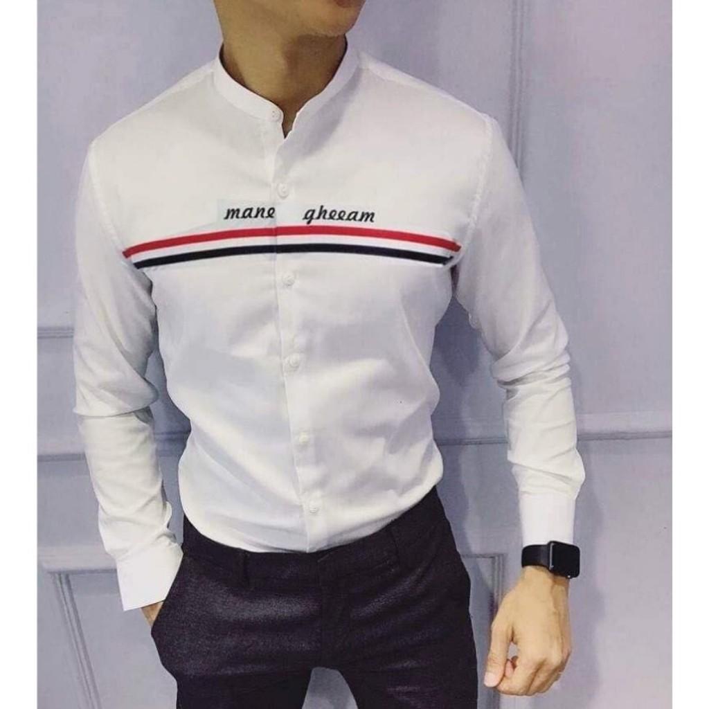 Áo Sơ Mi Nam Cổ Trụ Tay Dài Phối Viền Ngực Mẫu GQ02 Thời Trang TOP FASHION TOP Phong Cách Hàn Quốc Trẻ Trung, Lịch Lãm