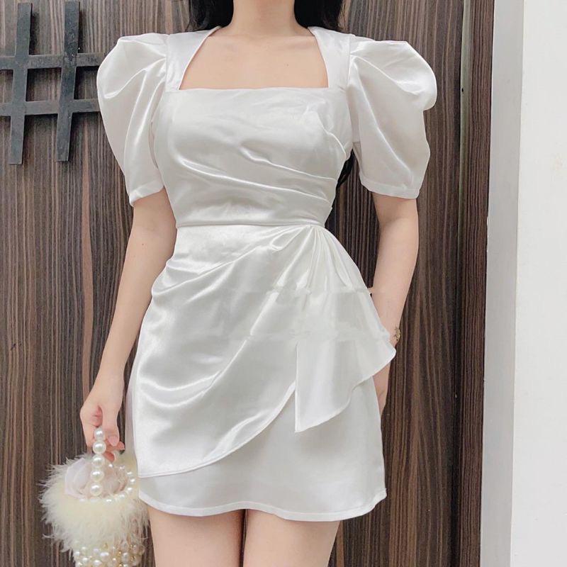 ĐẦM BODY TRẮNG ĐỎ BÈO HÔNG CELON DRESS 12848