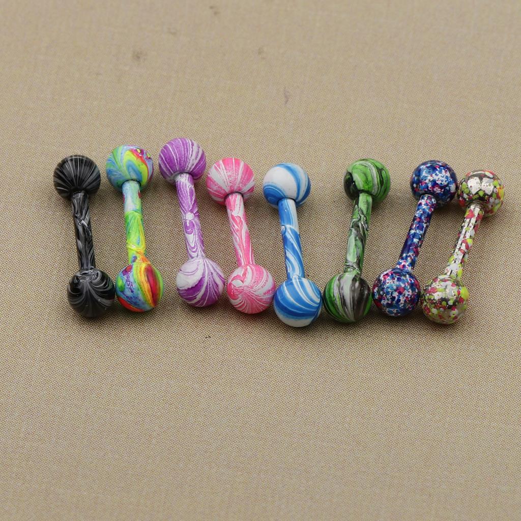 8 Pieces Stainless Steel Lip Bars Rings Barbell Piercing Jewelry 16G