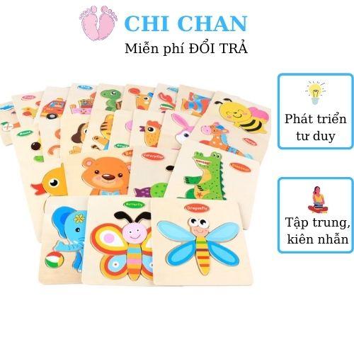 Đồ chơi ghép hình gỗ ép mịn phát triển tư duy cho bé kích thước 15*15cm, đồ chơi giáo dục phát triển não bộ