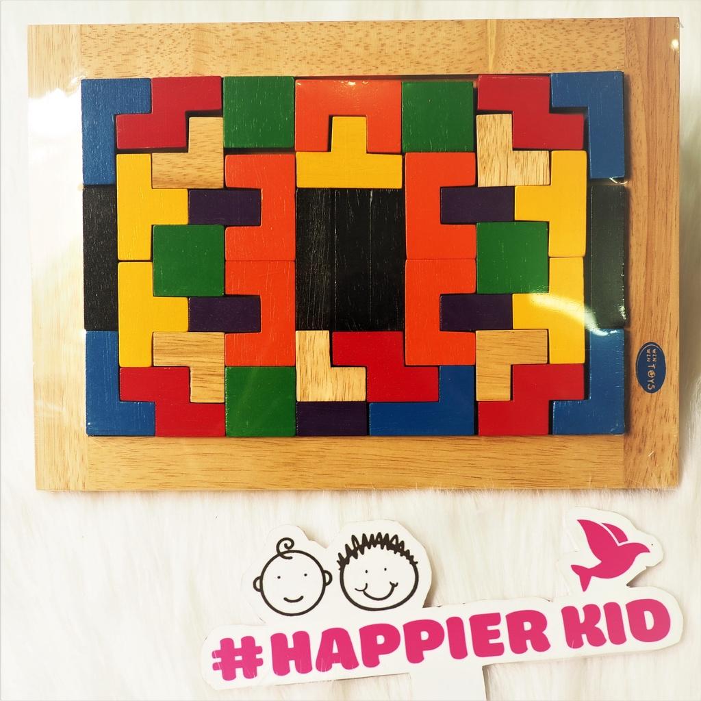 Bộ xếp gạch lớn 20 x 30cm - Đồ chơi gỗ Winwintoys siêu bền - phát triển tư duy logic toán học