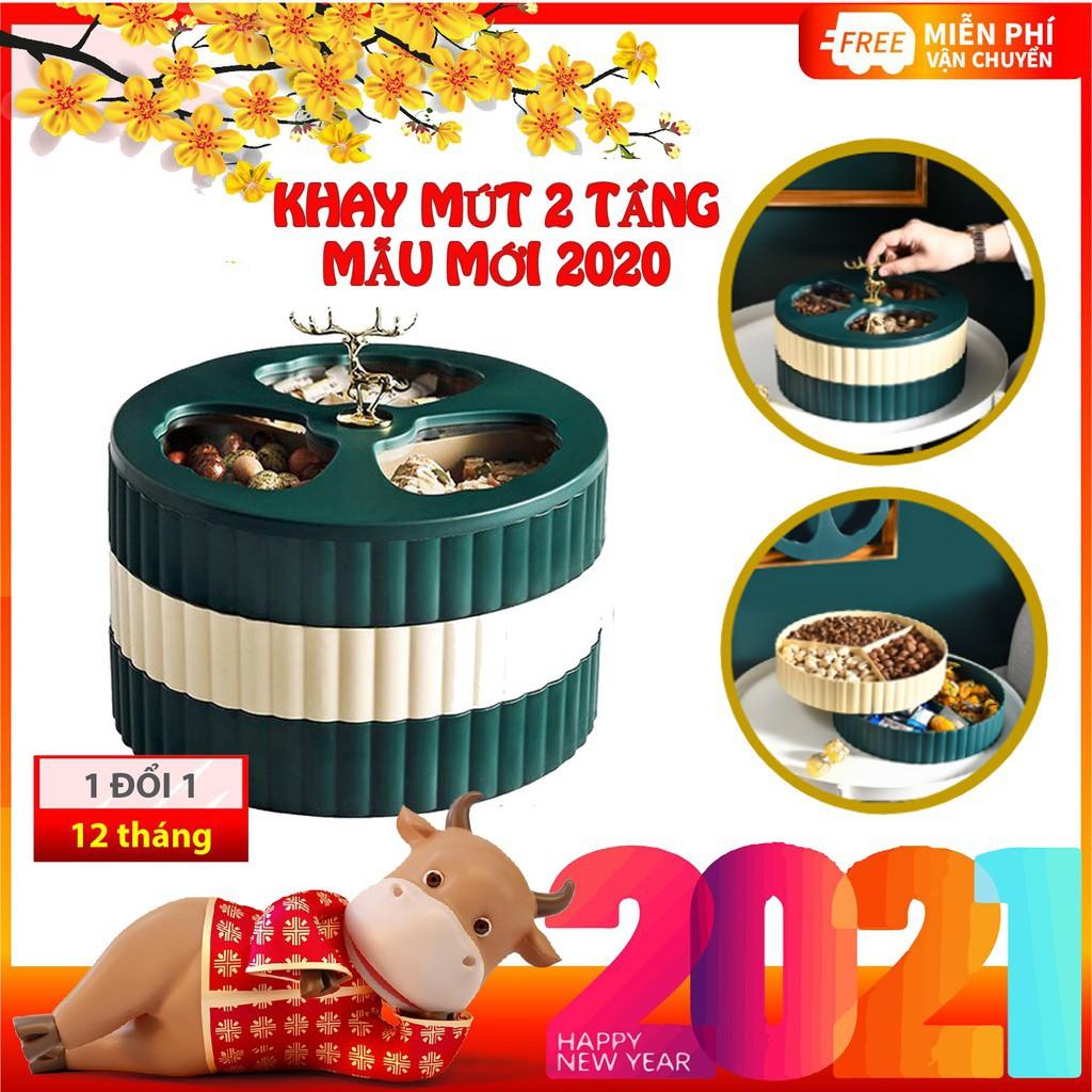 Khay Mứt 2 Tầng Hình Con Hươu Sale Tết Hộp Đựng Bánh Kẹo Sang Trọng Cho Ngày Tết Bảo Hành 12 Tháng