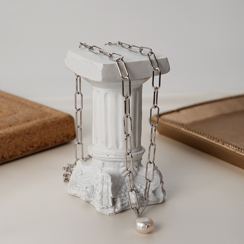 Dây chuyền vòng cổ hợp kim titan không han gỉ mix hạt châu basic đơn giản mà cá tính