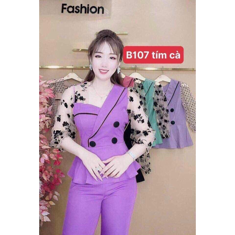 SET BỘ THỜI TRANG PHỐI TAY LƯỚI THÊU HOA TRẺ TRUNG-CÓ SIZE ĐẾN 85KG