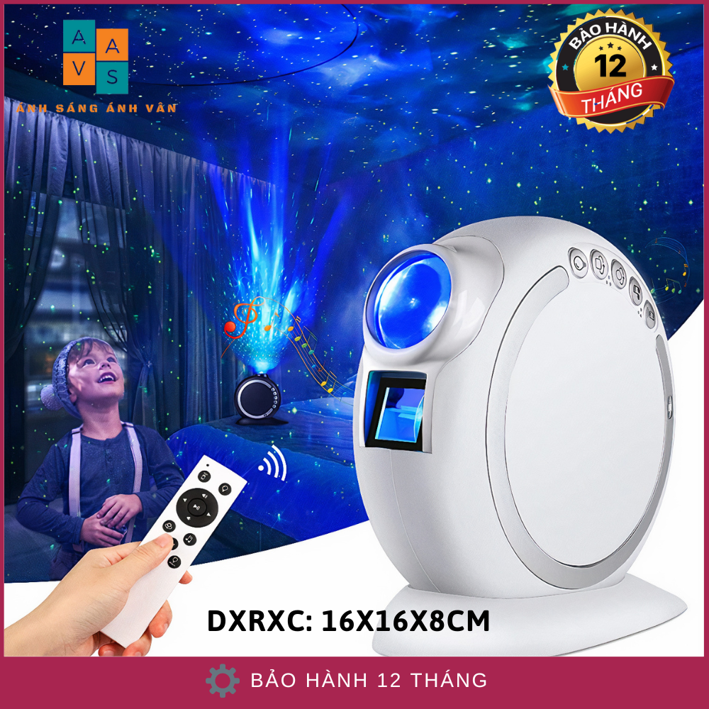 Đèn Thiên Hà V5 Chiếu Bầu Trời Sao Tích Hợp Pin Tích Điện 5-6H Có Cảm Biến Nhạc - Kết Hợp Loa Bluetooth Lắp Bay Phòng Phòng Ngủ