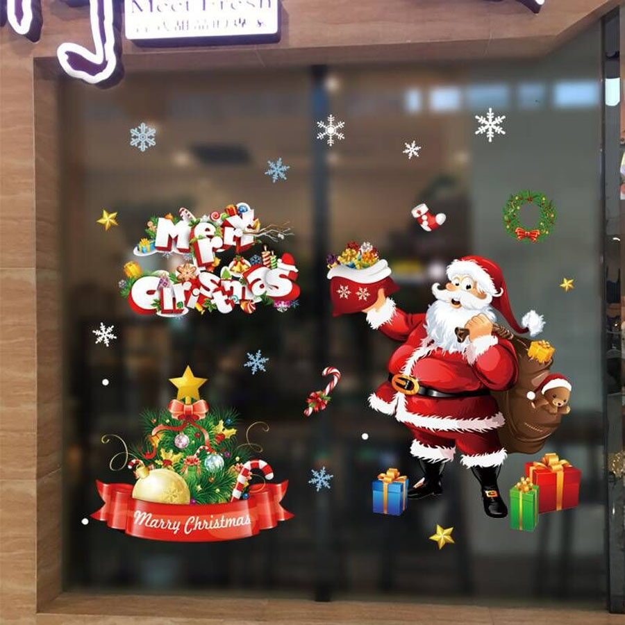 DECAL DÁN KÍNH ÔNG GIÀ NOEL CẦM QUÀ