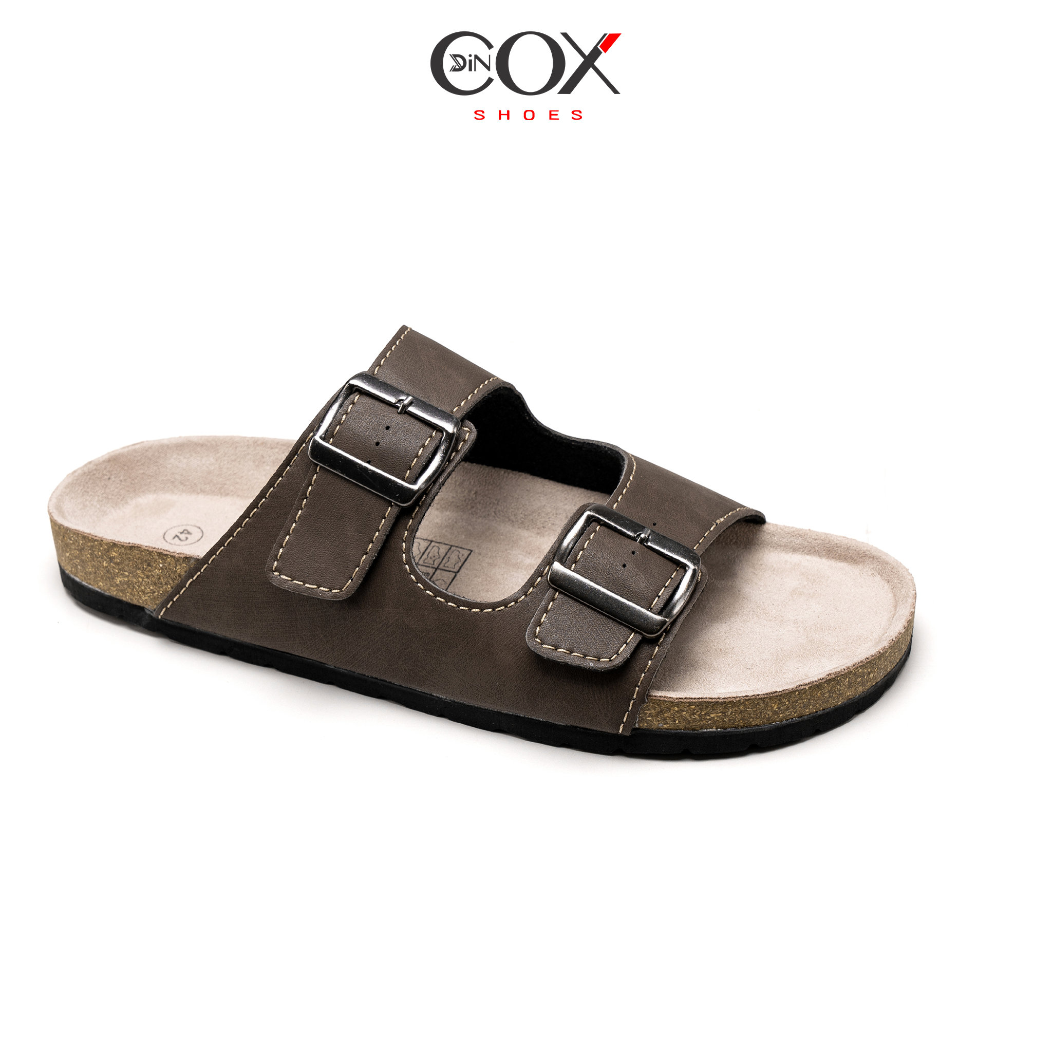 Dép Đế Trấu Nam 2 Khóa Dark Brown DC01 Dincox