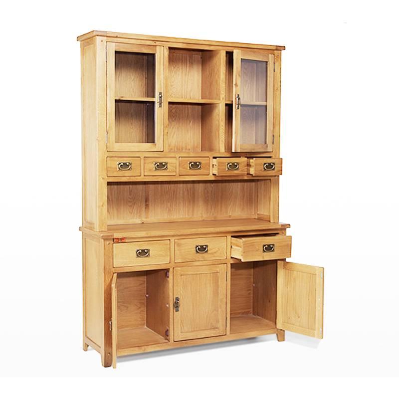 Tủ Chén Cao 3 Cánh Rustic Gỗ Sồi IBIE