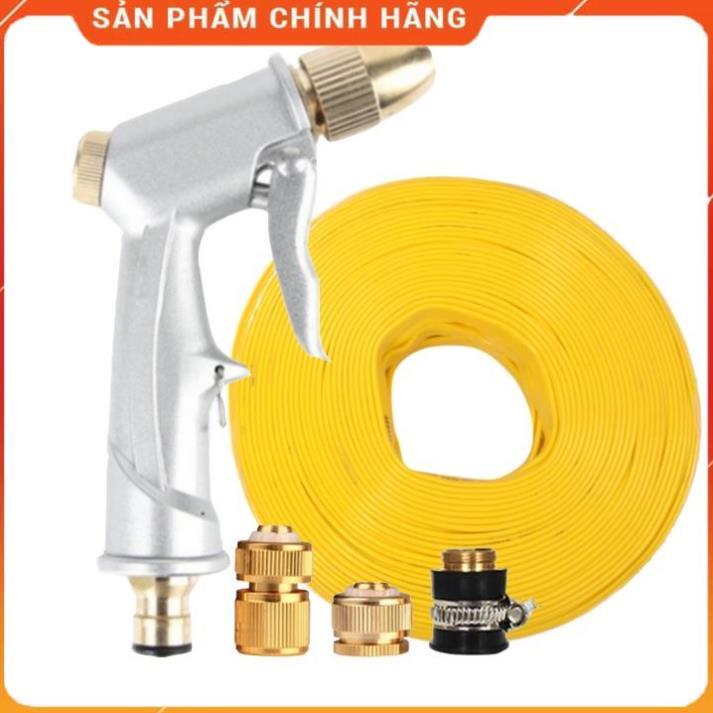 Rửa xe tưới cây Bộ dây và vòi xịt tăng áp lực nước 300% loại 25m cút đồng,nối đồng 206701