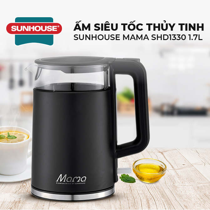 Hình ảnh Ấm Siêu Tốc Thủy Tinh Sunhouse SHD1330 (1.7 Lít) - Hàng Chính Hãng