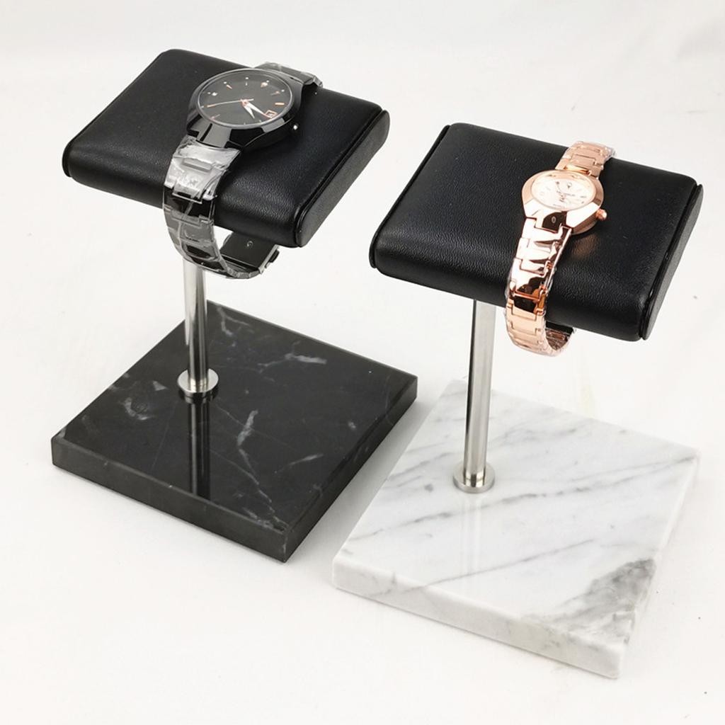 Black Marble Base & PU Watch Holder Stand For Display