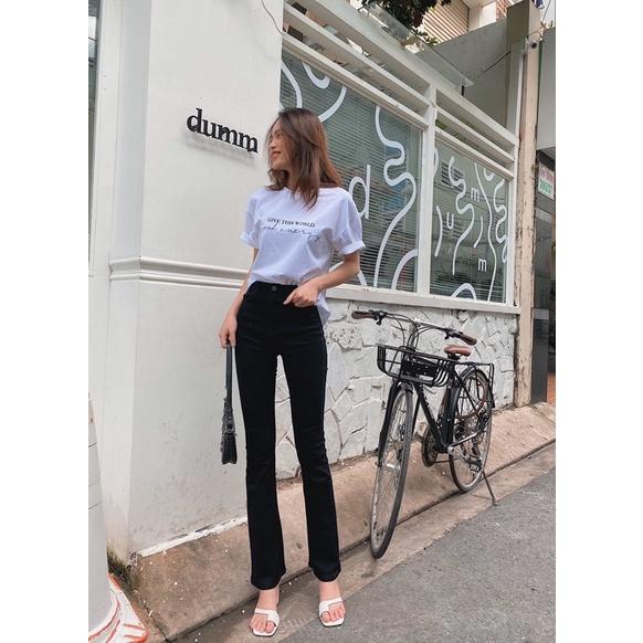 Quần jeans nữ loe lưng cao tôn dáng