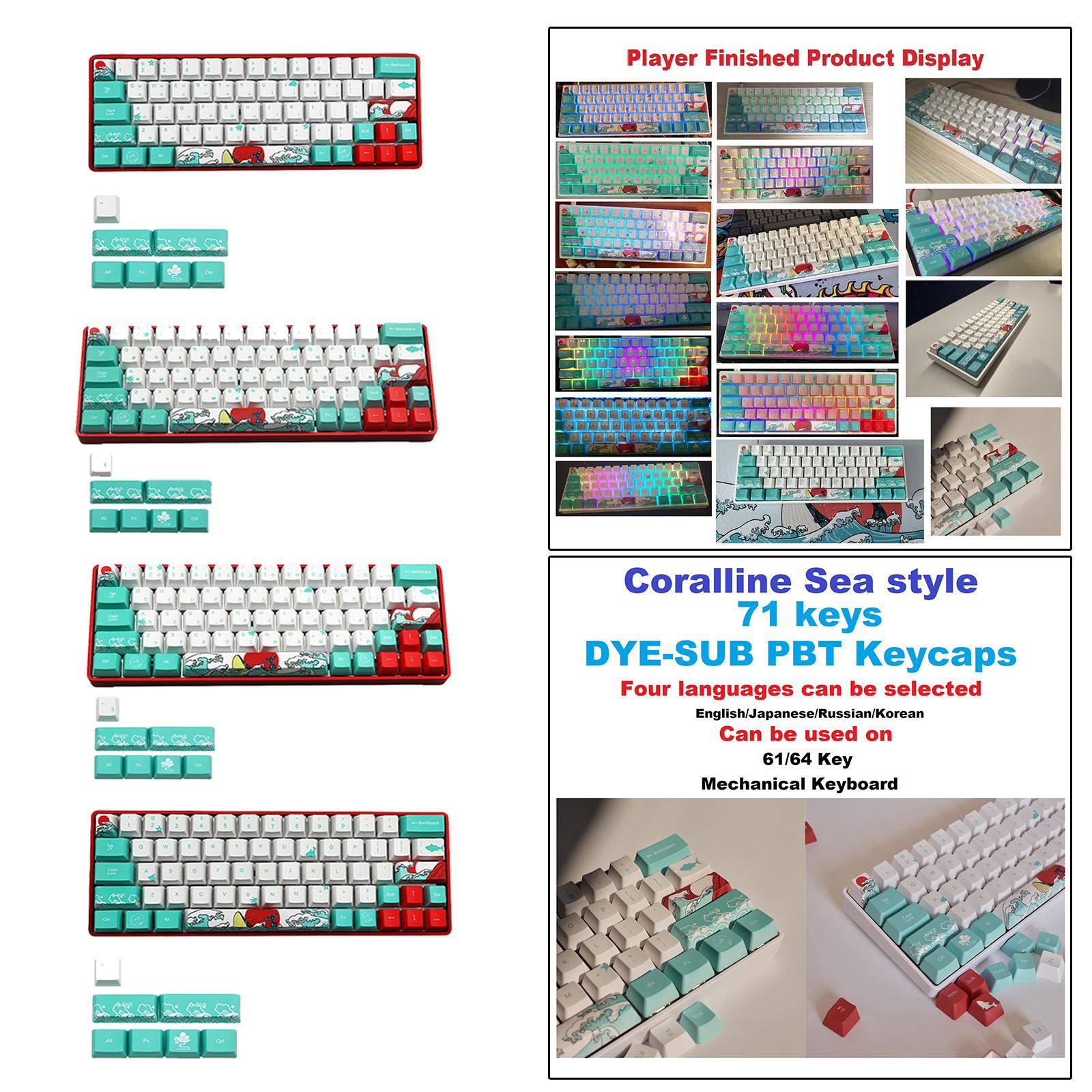 71 Keys Coral Sea - Sublimation PBT Keycaps DIY for RK61 English