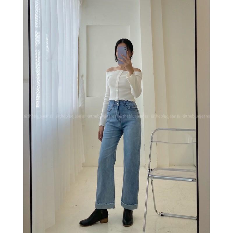 Áo Crop Top Tay Dài Có Nút Áo, Trễ Vai - Trắng Và Đen