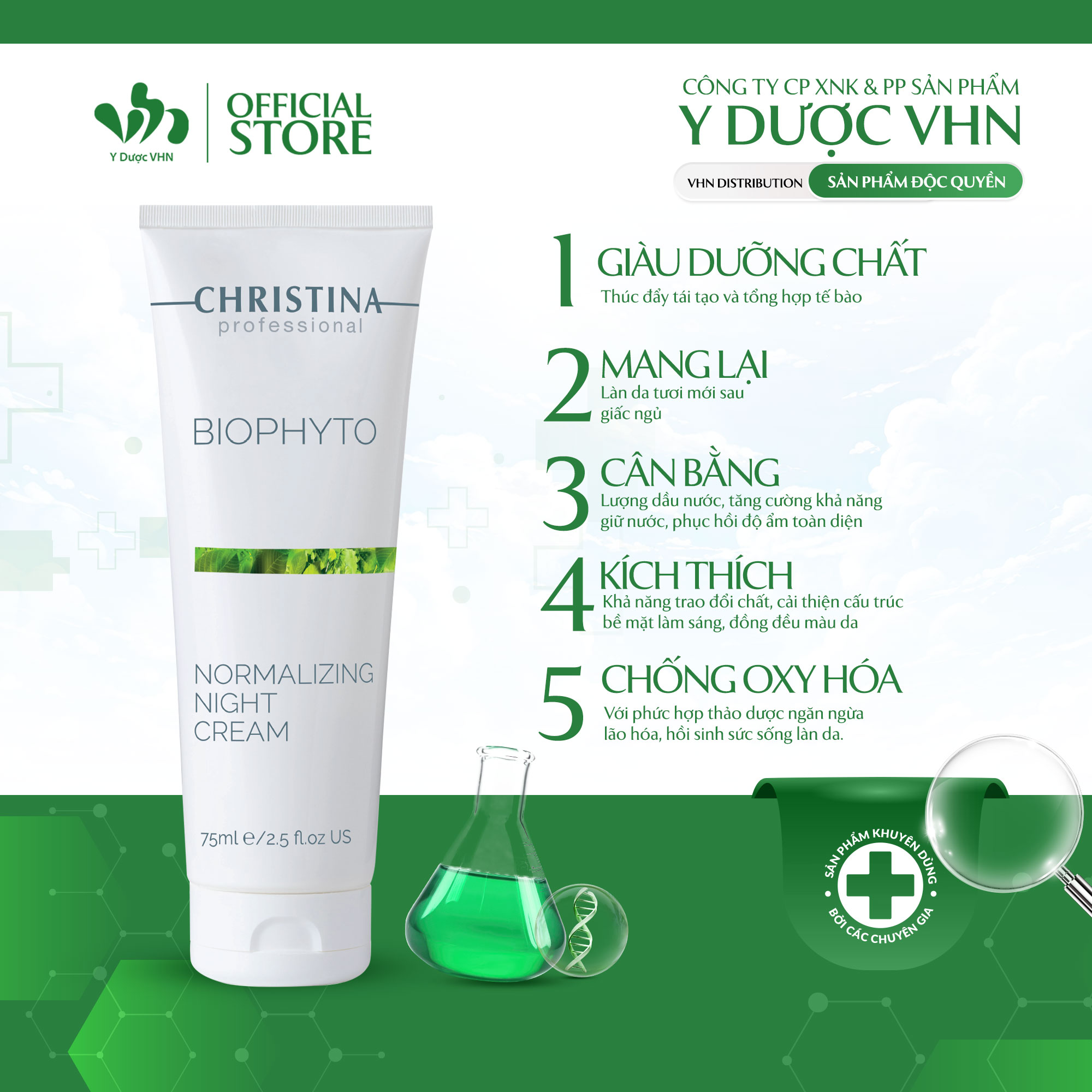 Hình ảnh Kem Dưỡng Da Ban Đêm Bio Phyto Normalizing Night Cream CHRISTINA Giúp Cân Bằng Và Tái Tạo Da Tuýp 75ml