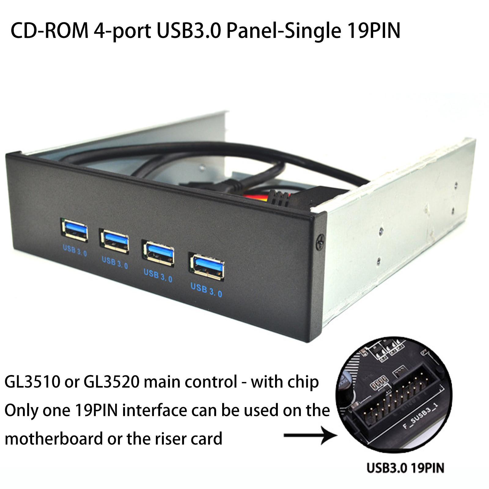 Front Panel USB Hub 4 USB 3.0 Port 19 Pin to 4 Interface for Computer PC
