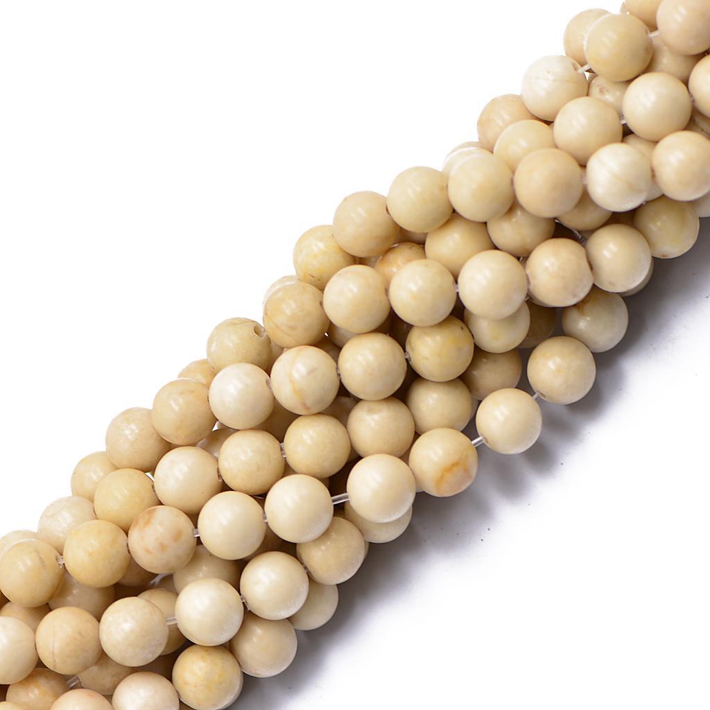 8mm Cream Round Gemstone Loose Beads Strand 15.5" Jewelry Finding