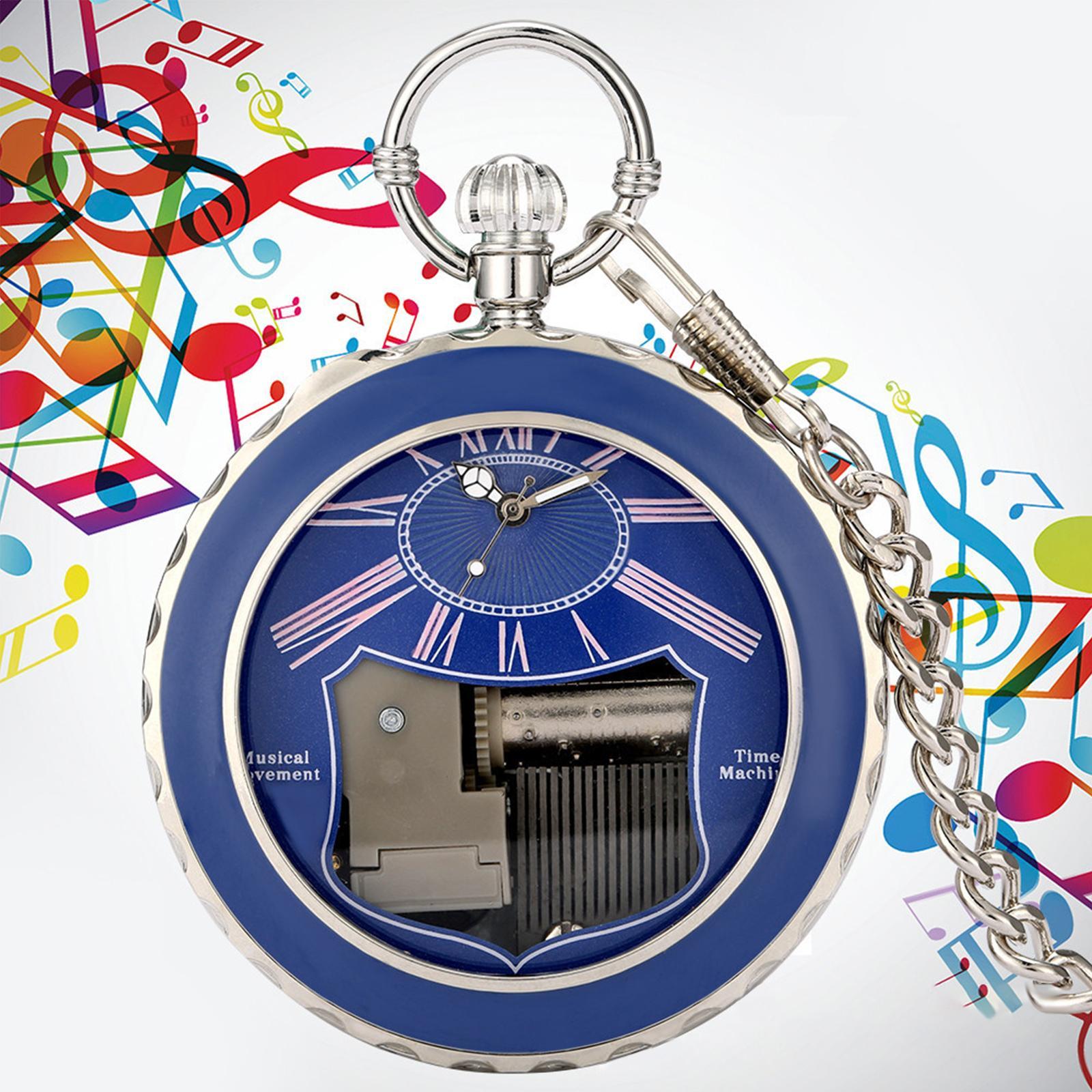 2Pieces Quartz Pocket Watch Musical Movement Retro for Graduation Son