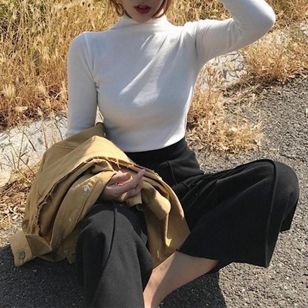 ÁO CỔ LỌ CO GIÃN 4 CHIỀU - ĐƯỢC GIẶT MÁY - ÁO THUN KIỂU THU ĐÔNG CỔ TRỤ HOT GIRL TRƠN BASIC ÔM BODY