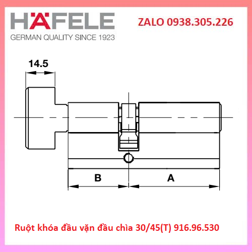 Ruột khóa đầu vặn đầu chìa 30/45(T) 916.96.530