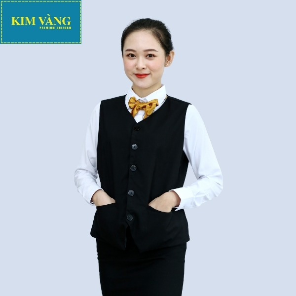 Áo Ghile nữ đồng phục pha chế chất liệu Cashmere Ý - Màu đen mẫu 01