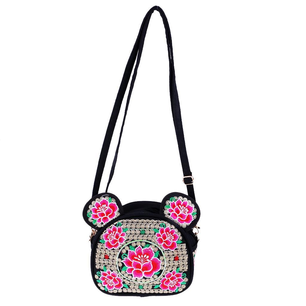 Peony Flower Embroidery Bag Retro Style Bag Embroidered Handbag Single Shoulder Female Shoulder Bag