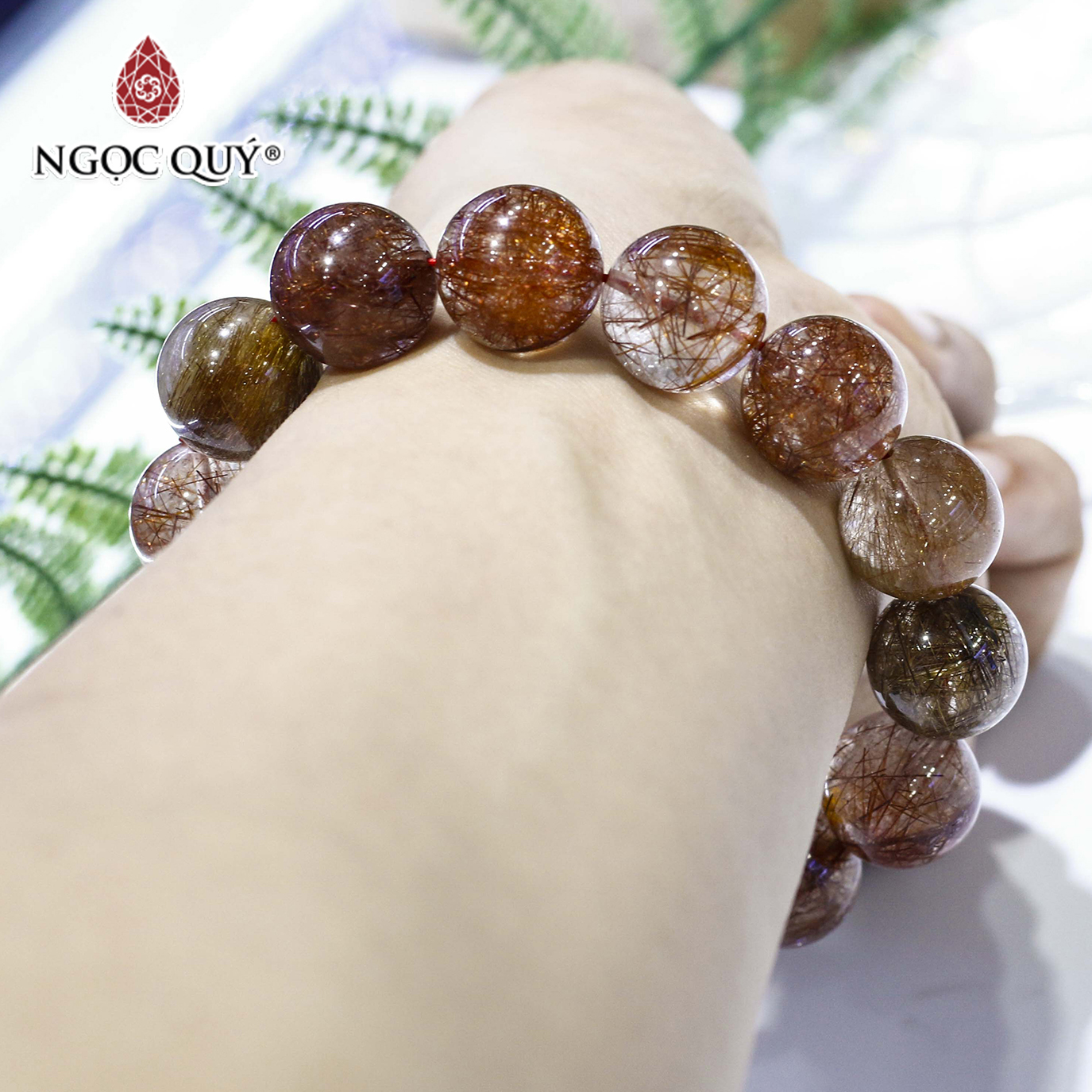 Vòng thạch anh tóc size hạt 16mm - Ngọc Quý Gemstones