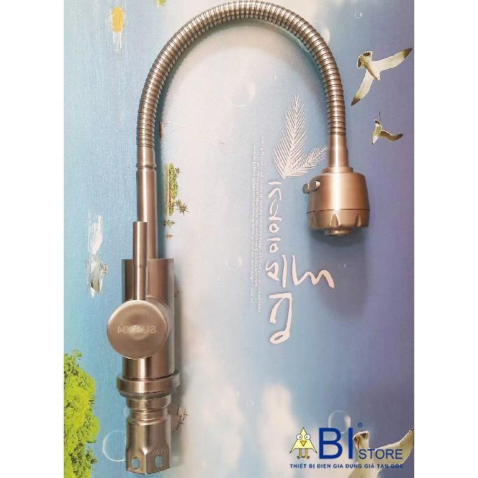 VÒI RỬA CHÉN INOX 304 NÓNG LẠNH CẦN MỀM LÒ XO SUS304 KÈM ĐÔI DÂY CẤP, vòi bếp giá rẻ