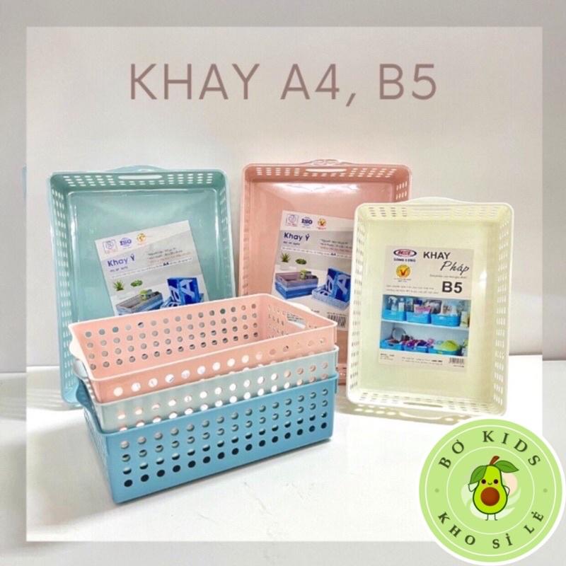 Khay nhựa chữ nhật, rổ nhựa B5, A4 Việt Nhật (NO 5694 , 5695 )đựng tài liệu, đồ dùng văn phòng, học tập nhỏ gọn tiện lợi