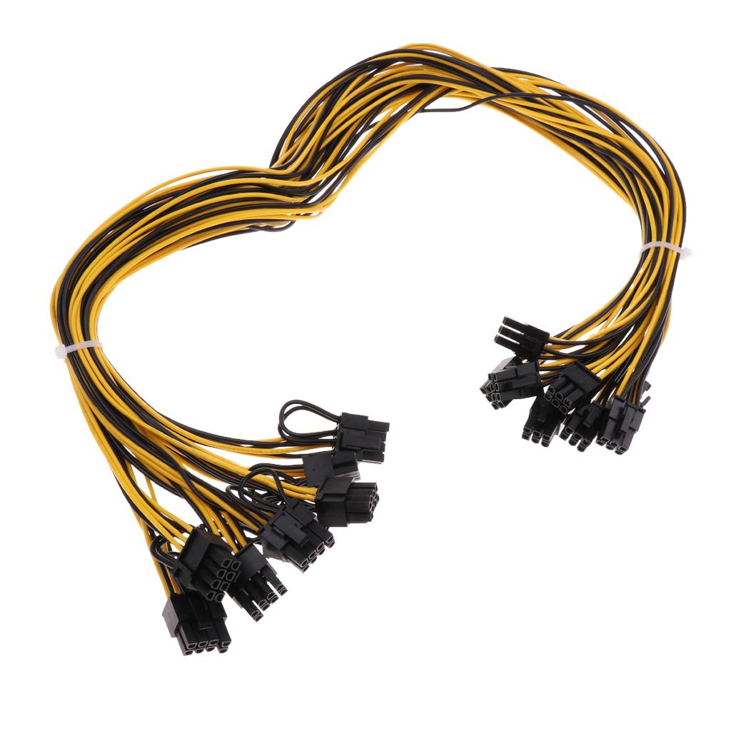 2x8Pcs PCI-E 6pin to 6+2Pin Power Splitter Cable Graphics Video Card Cord