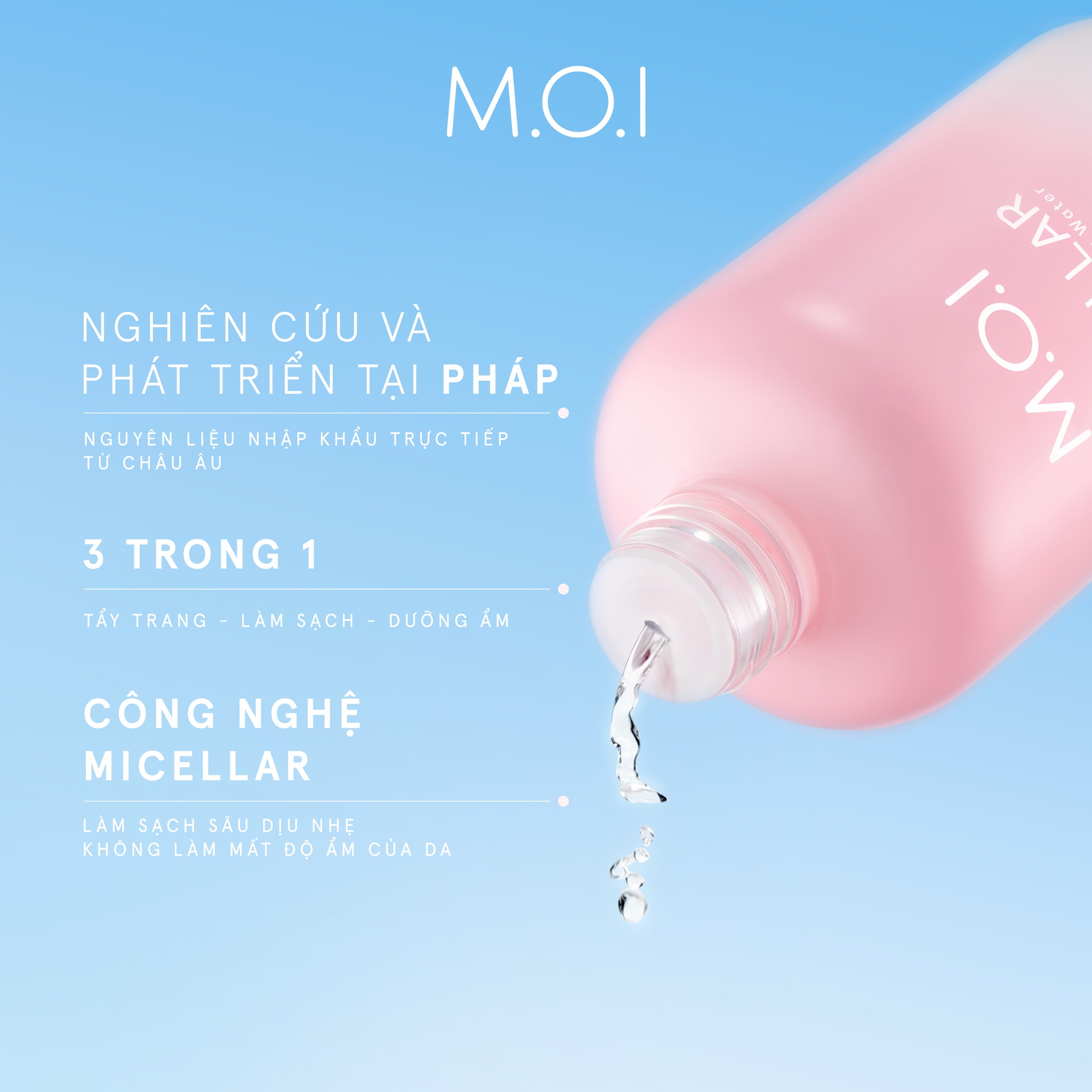 Nước tẩy trang M.O.I Micellar Deep Cleansing Water sạch sâu dịu nhẹ  40ml