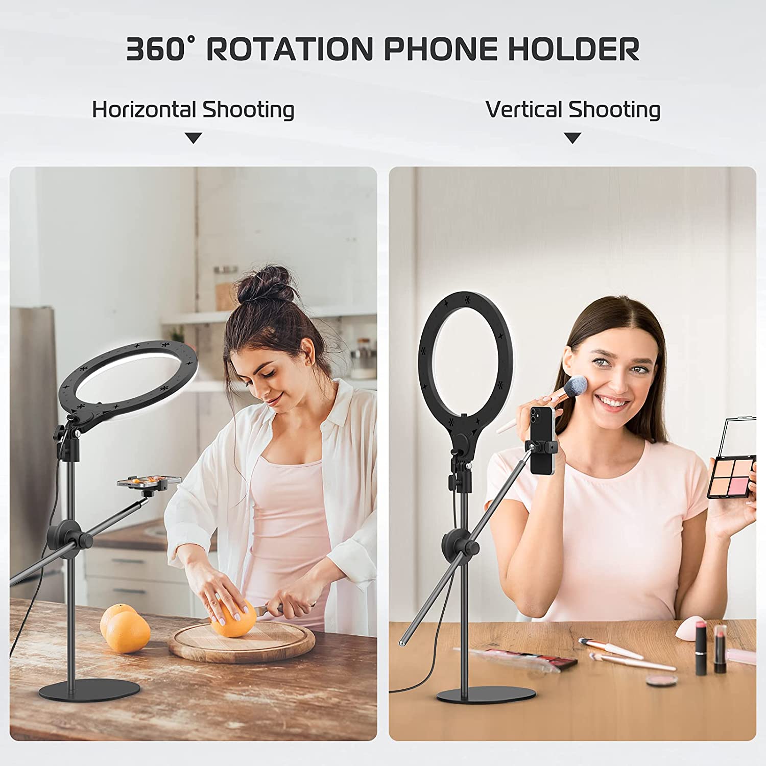 Bộ Đèn Vòng Giá Đỡ Chụp Ảnh Trên Cao - Ulanzi Desktop Overhead Shooting Bracket Ring Light Set - Hàng Chính Hãng