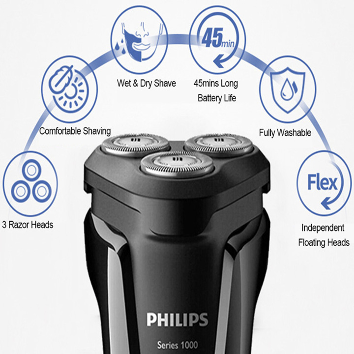 Máy cạo râu 3 lưỡi Philips tích hợp đèn led theo dõi cao cấp S1010