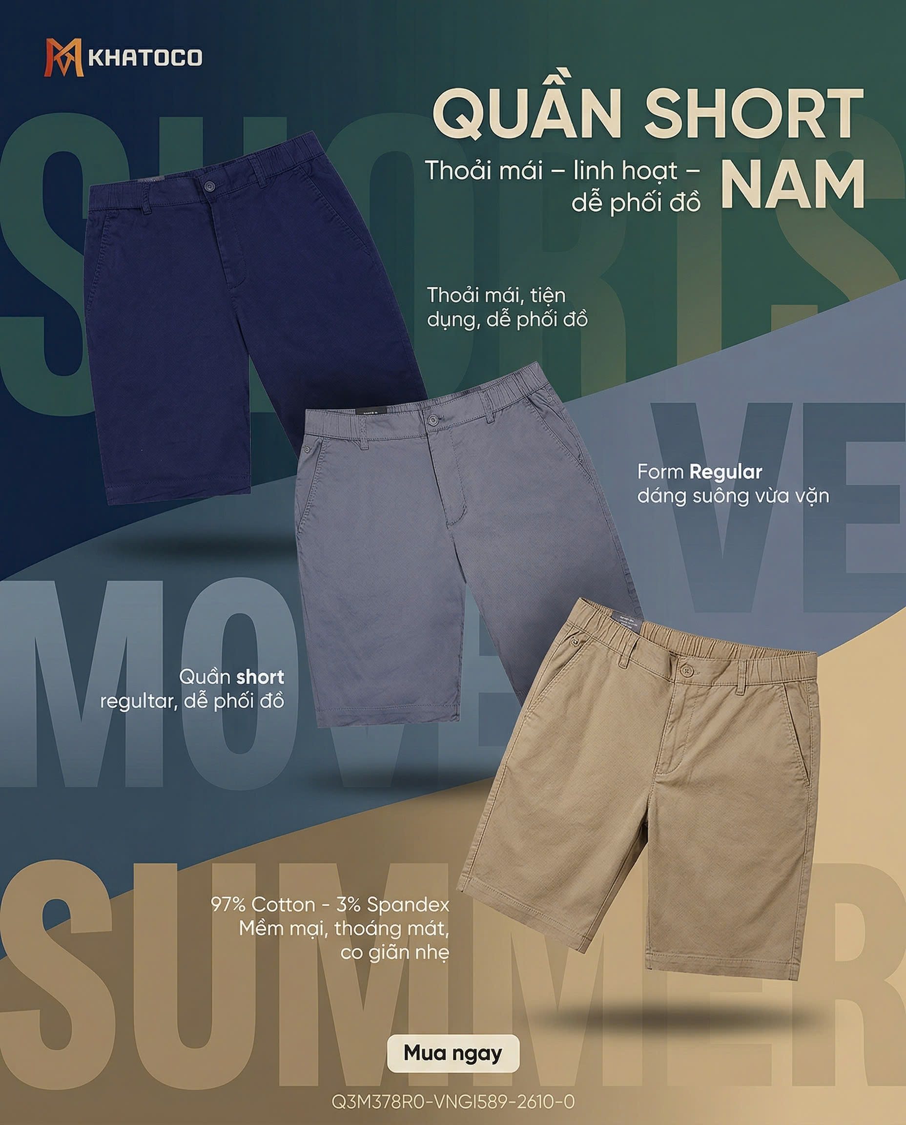 Quần short nam Khatoco sale off 299k( Giá tem 378k)(29-38)