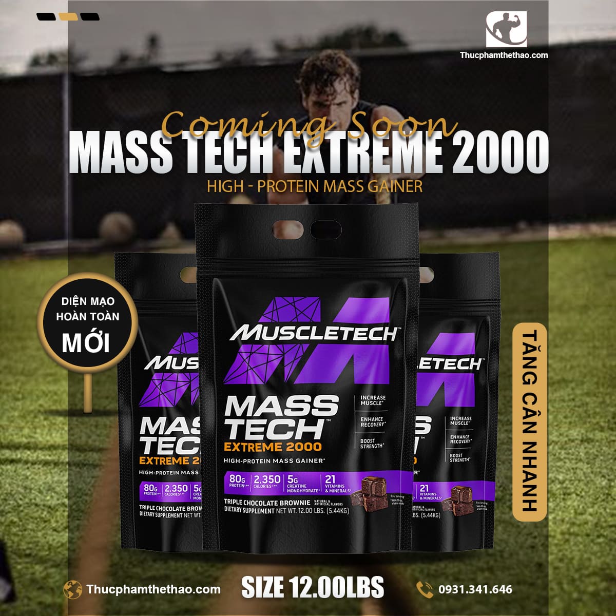 Sữa tăng cân tăng cơ MASS TECH EXTREME 2000 12lbs của MuscleTech - Nhiều Mùi Vị - KÈM QUÀ TẶNG