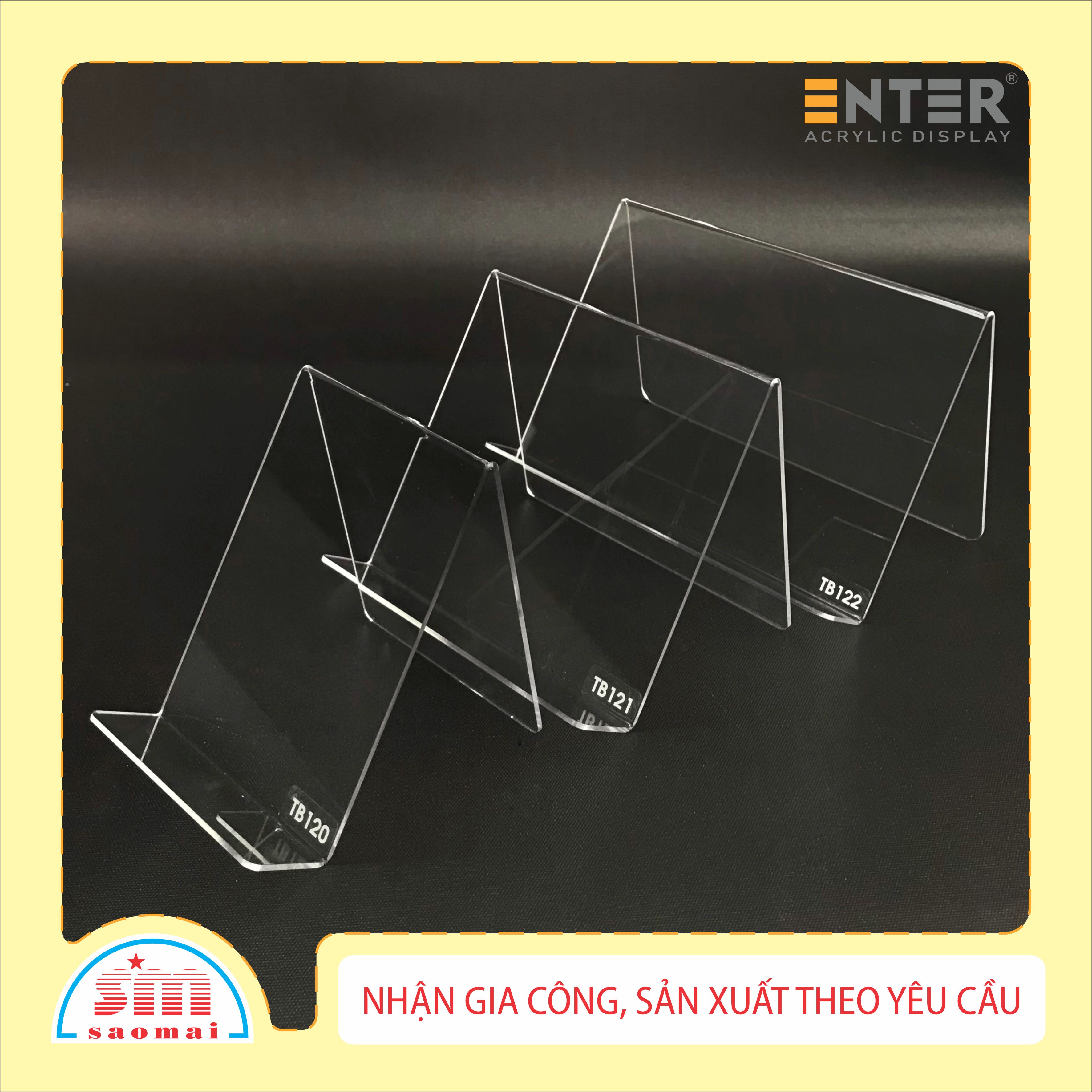 Kệ trưng bày mica chữ V Enter TB122 200x115x135mm mica dày 2mm, Giá trưng bày sản phẩm, Kệ trưng bày nhà sách