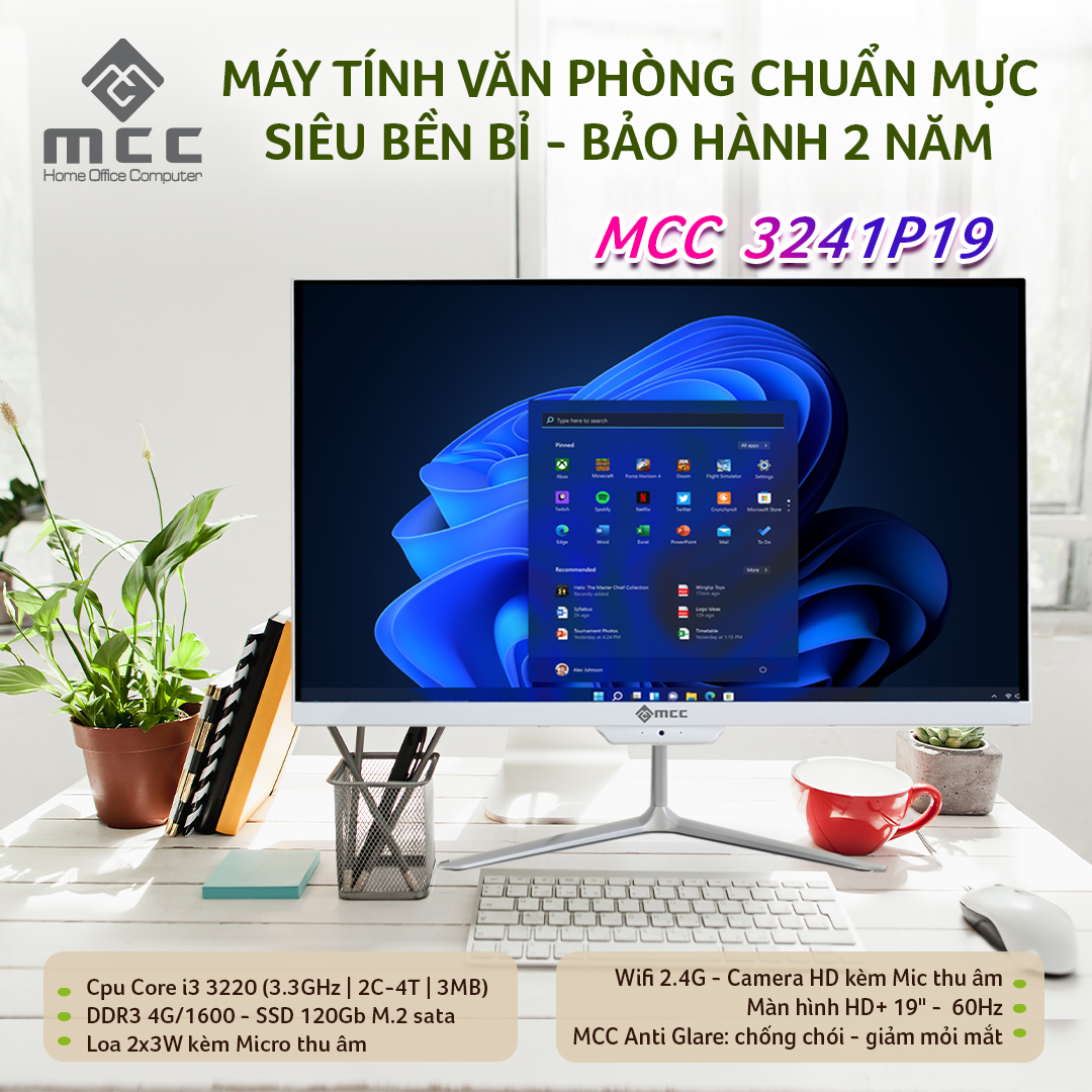 PC All In One MCC 3341P19 CPU Core i3 Processor, 4GB DDR3, 120GB SSD, WIFI, 19" HD+