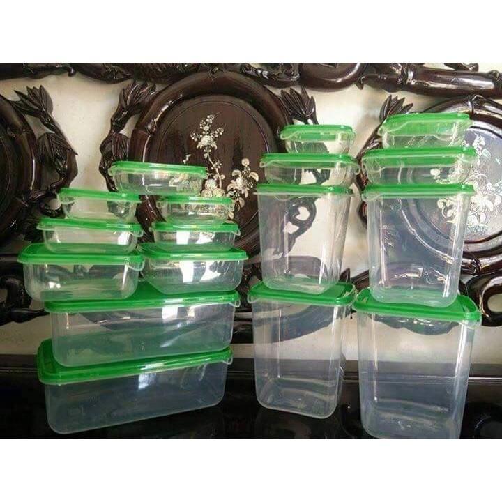 Bộ Hộp Nhựa 17 Món Đựng Thức Ăn, Hộp Nhựa Đựng Thức Ăn Chất Lượng Cao, Hộp Nhựa Dùng Được Trong Lò Vi Sóng - Hàng Chất Lượng