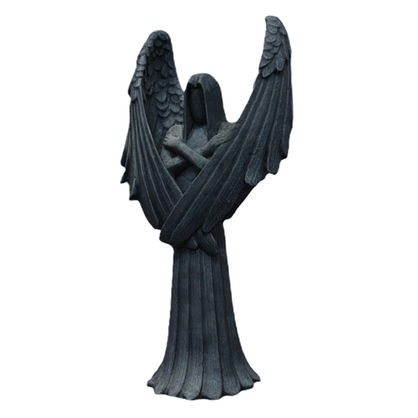 Angel Figurine Resin Angel Sculpture Dark Angel Statue for Home Office Decor