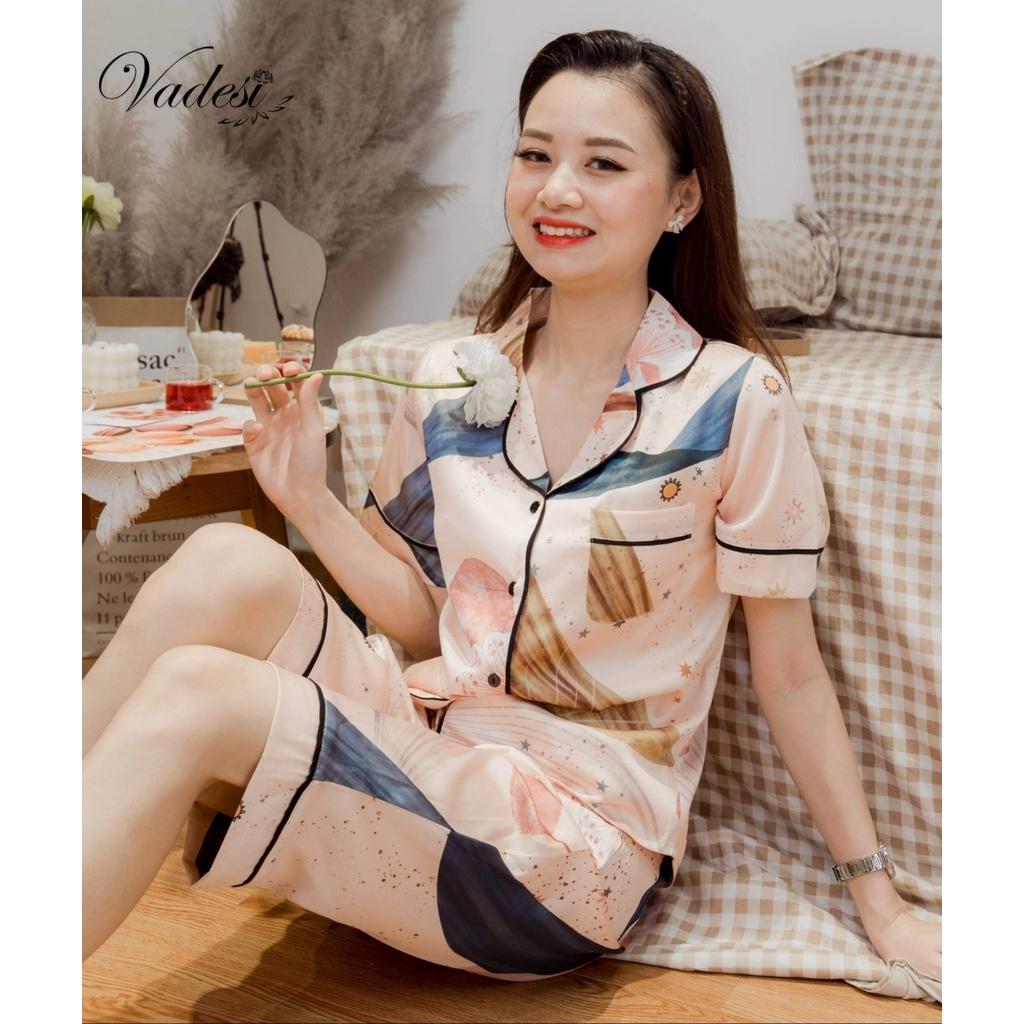 Bộ Đồ Pijama Lửng Nữ Lụa Cao Cấp Họa Tiết Đẹp Thoáng Mát Mềm Nhẹ Thấm Hút Co Giãn Nhẹ Siêu Thoải Mái