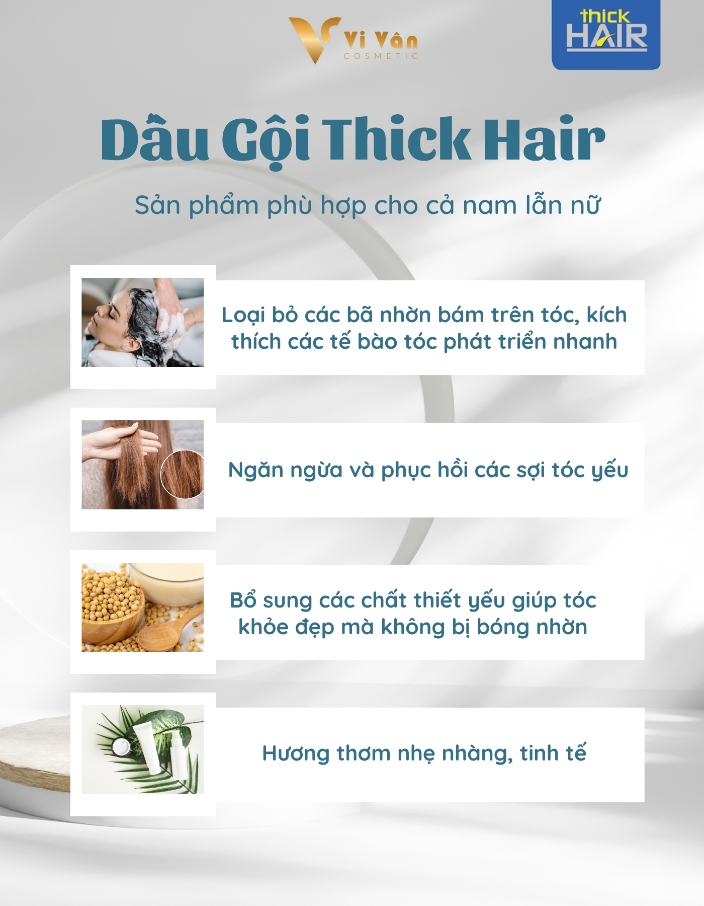 Dầu Gội Đầu Hỗ Trợ Ngăn Ngừa Rụng Tóc, Kích Mọc Tóc THICK HAIR 300ML I Shampoo Dưỡng tóc , Kèm Xả - ( Vi Vân _ Cosmetic )