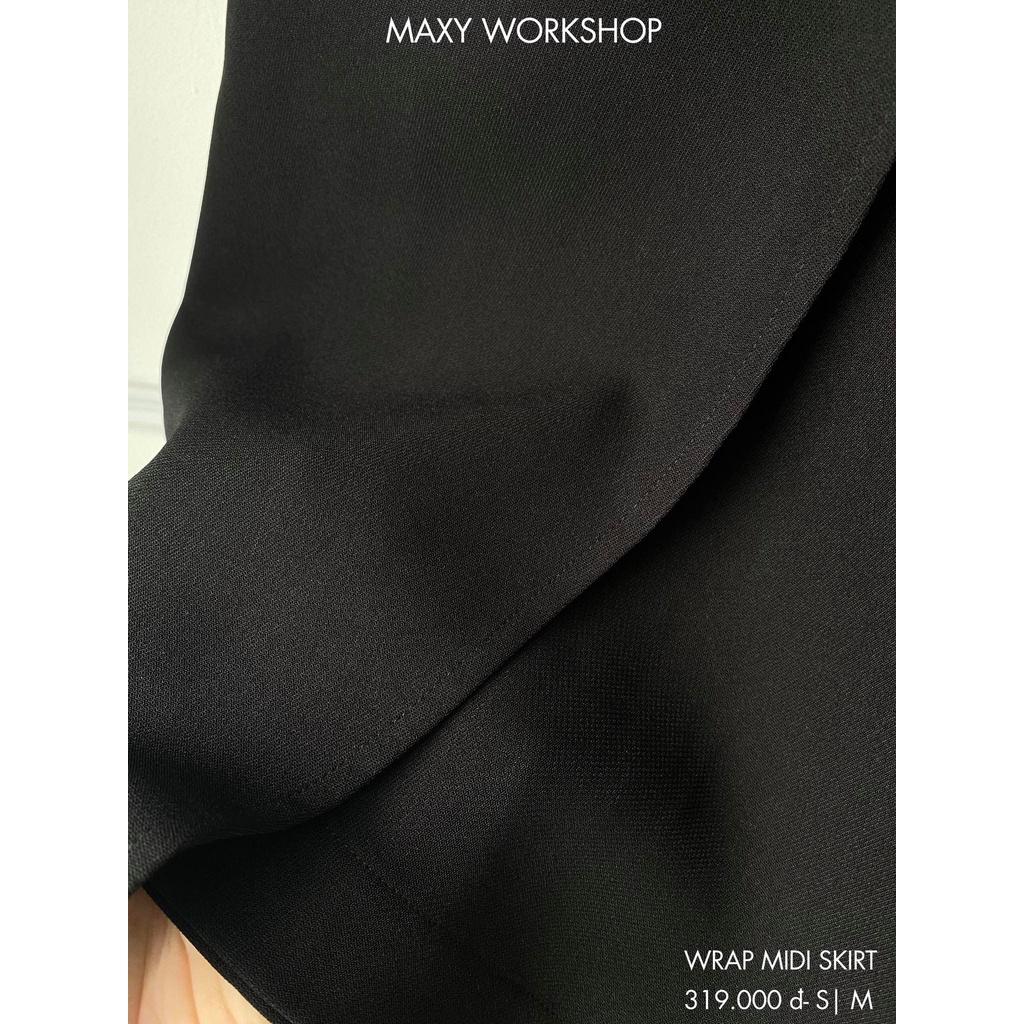 Chân váy đắp chéo tà lệch wrap midi skirt Maxy Workshop