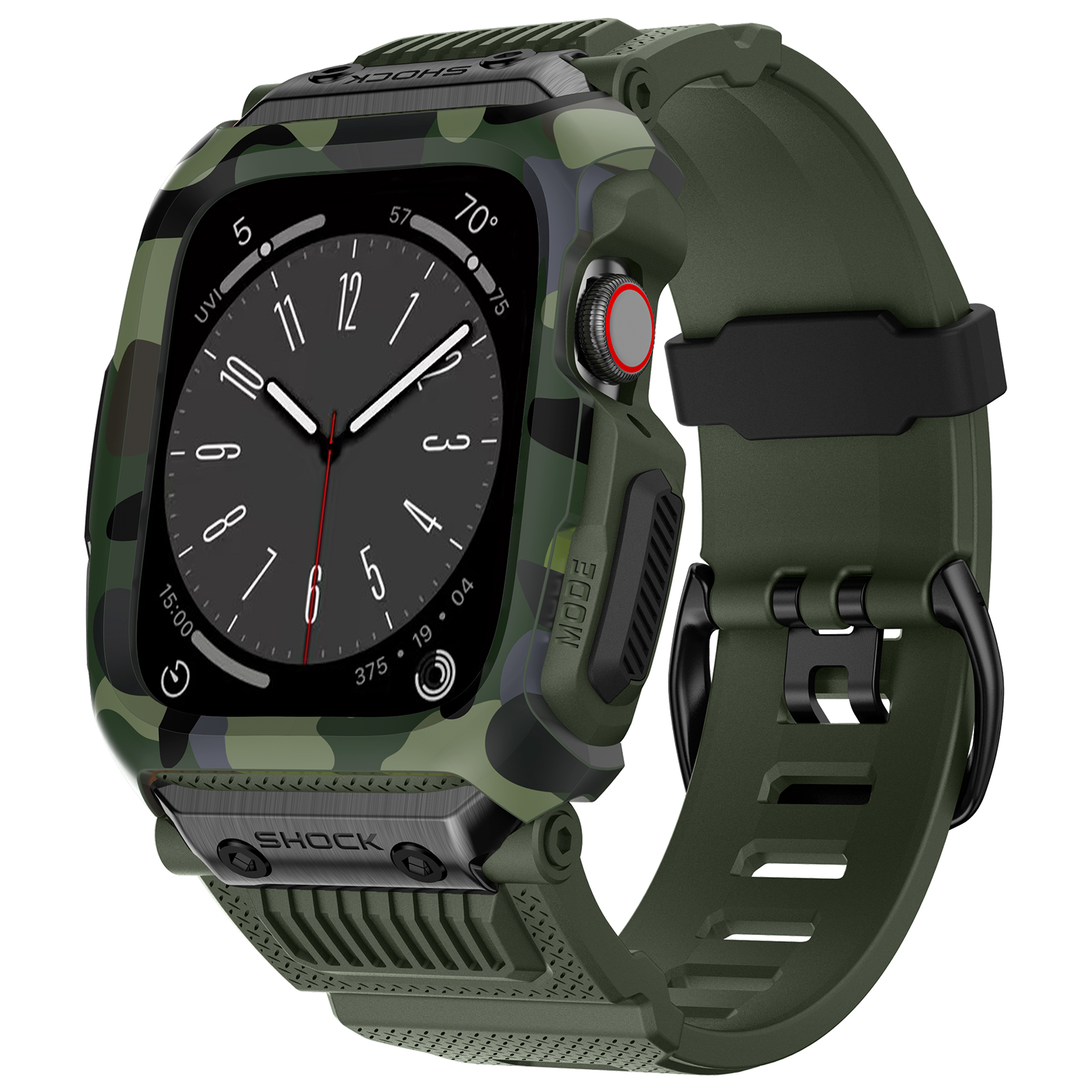 Ốp Case bảo vệ tích hợp dây đeo Camo Shock cho Apple Watch Series 1/2/3/4/5/6/SE/7/8/9/SE2 Size 45mm/44mm/42mm - Hàng Chính Hãng