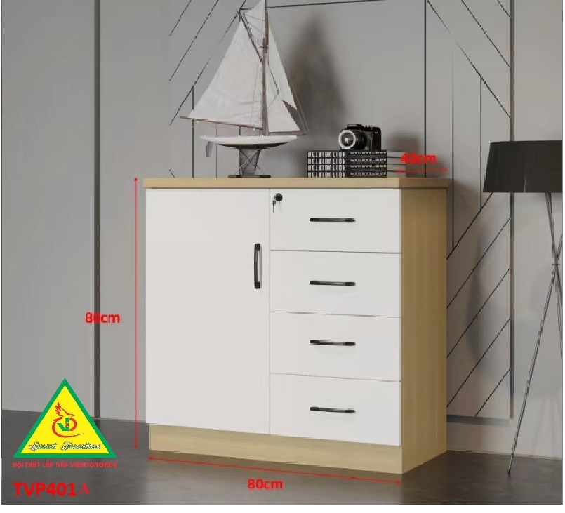 Tủ hồ sơ văn phòng, tủ tài liệu thấp gỗ MDF TVP401A - NỘI THẤT LẮP RÁP VIENDONGADV