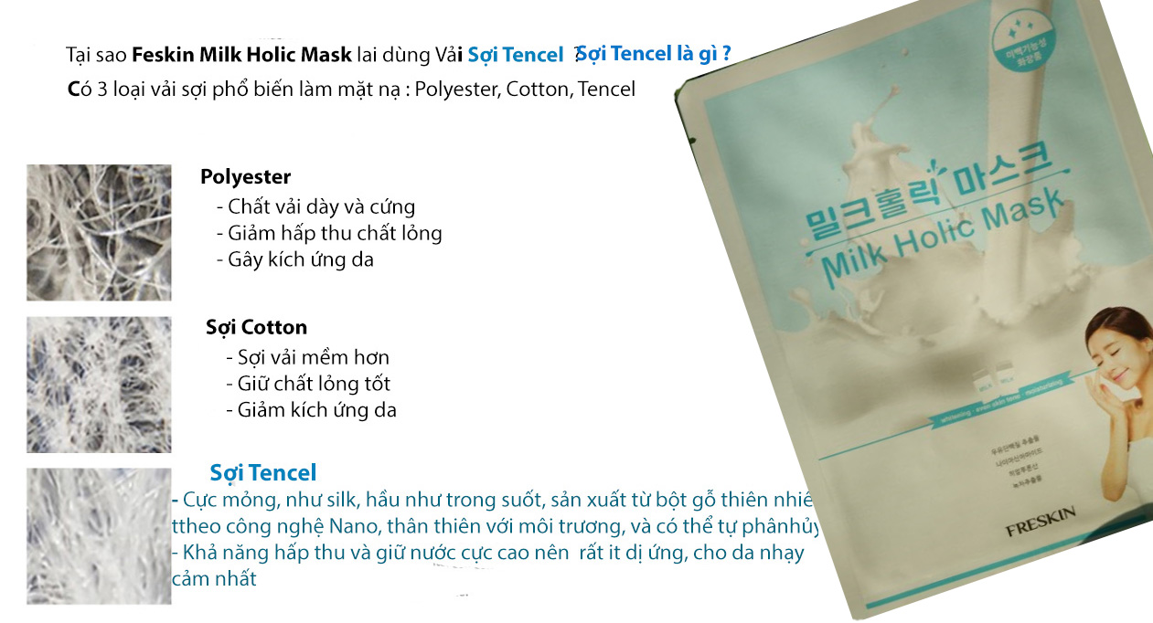 Hộp 10 Mặt Nạ Tinh Chất Sữa, Collagen Dưỡng Trắng và Cấp Ẩm - FRESKIN Milk Holic Mask